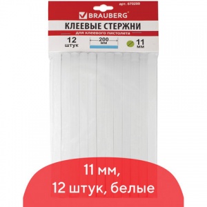 Стержни для клеевого пистолета Brauberg, 11x200мм, белые, 12шт. (670299), 50шт.