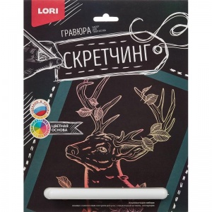 Гравюра Lori "Животные. Сказочный олень", с разноцветным эффектом, 18х24см