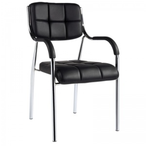 Стул для посетителей EChair 805 VP, кожзам черный, хром, подлокотники, 1шт.